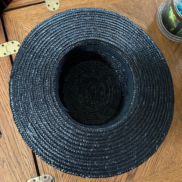 Vintage Black Straw Wide Brim Hat - Picture 9 of 9